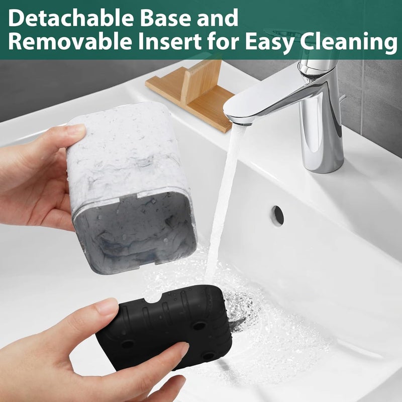 Boperzi Electric Toothbrush Holders for Bathroom Countertop, Detachable Toothbrush and Razor Holder Drainage for Shower, Kids Toothbrush and Toothpaste Holder, 3 Slots Bamboo Toothbrush Organizer - Image 3